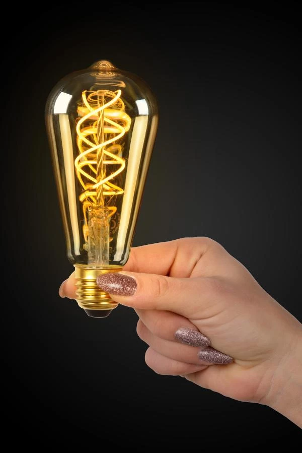 Lucide ST64 - Glühfadenlampe - Ø 6,4 cm - LED Dim. - E27 - 1x4,9W 2200K - Amber - Atmosphäre 1